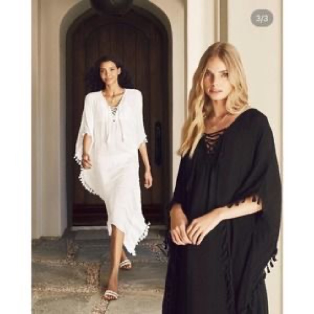 BRAND NEW! Never Worn!  BOHO fringe CAFTAN Pool Cover Up - fun flirty travel